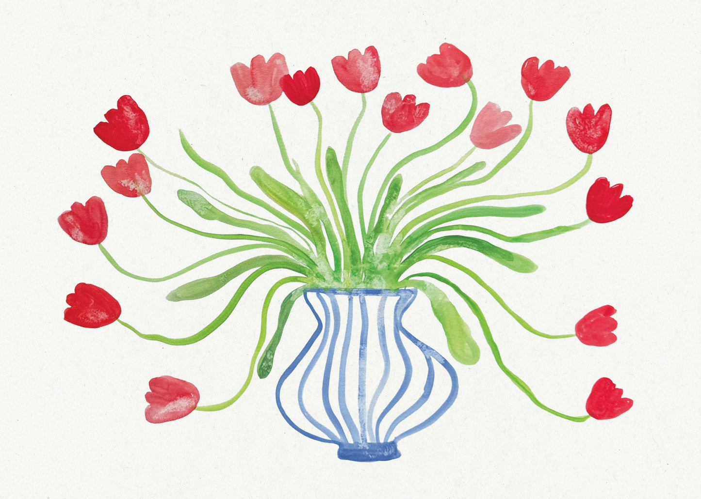 A4 Print - Tulips in a vase, gouache